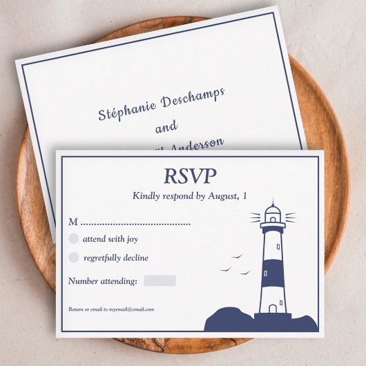 Lighthouse Wedding RSVP Card Karte