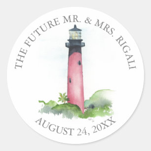 Lighthouse Wedding Umschlag Aufklebers Runder Aufkleber