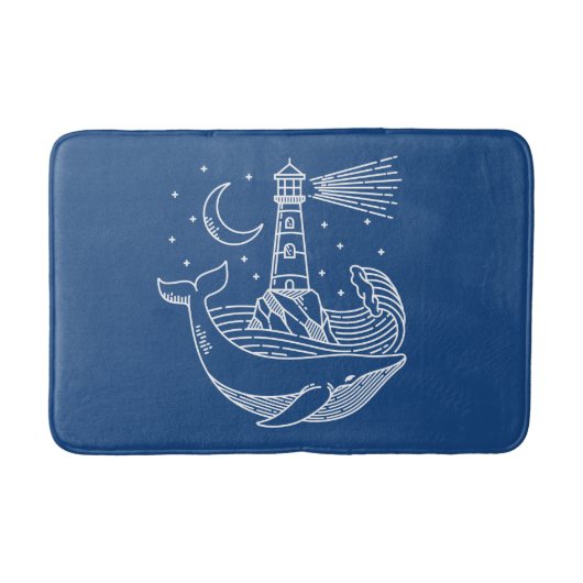 Lighthouse Whale Badematte (Vorderseite)