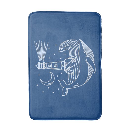 Lighthouse Whale Badematte (Vorderseite Vertikal)