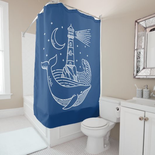Lighthouse Whale Duschvorhang (Beispiel)