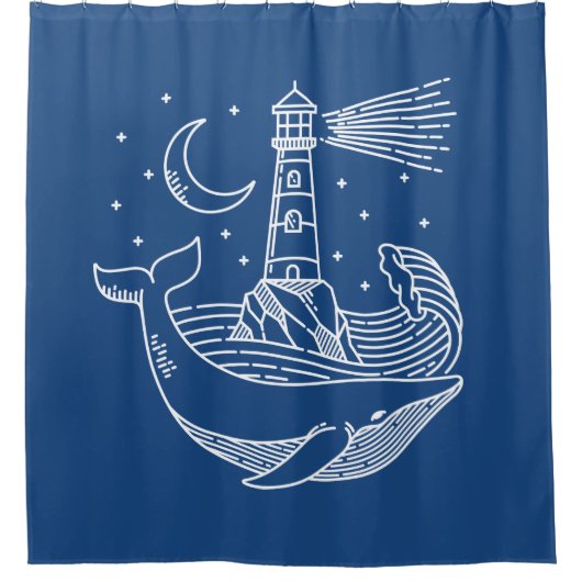 Lighthouse Whale Duschvorhang (Vorderseite)