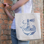 Lighthouse Whale Tragetasche<br><div class="desc">Lighthouse Wal Line Kunst Handgezeichnete Illustration.</div>