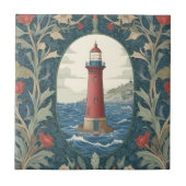 Lighthouse William Morris Stil Meer nautisch Fliese (Vorderseite)
