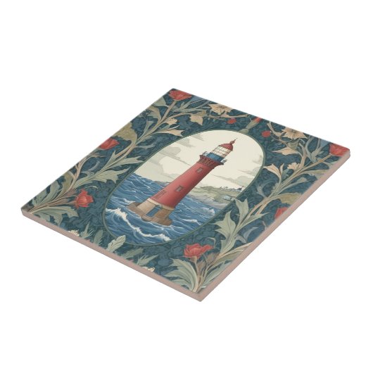 Lighthouse William Morris Stil Meer nautisch Fliese (Seite)