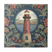 Lighthouse William Morris Stil Ozeanflora Fliese (Vorderseite)