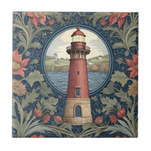 Lighthouse William Morris Stil Ozeanflora Fliese