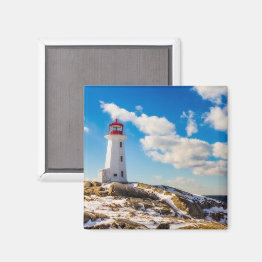 Lighthouse Winter In Peggy's Cove, Nova Scotia Magnet (Vorderseite/Rückseite)