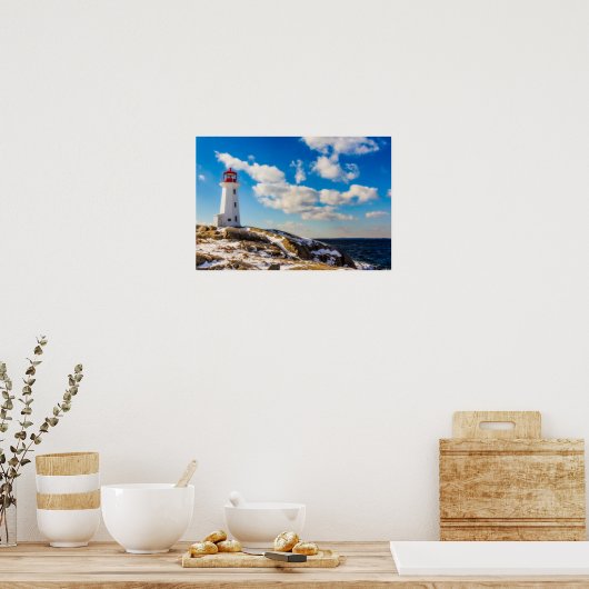 Lighthouse Winter In Peggy's Cove, Nova Scotia Poster (Küche)