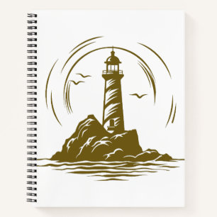 Lighthouse World Travel Adventure Vector Art Notizblock