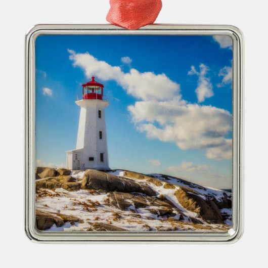 Lighthousen Peggy’s Cove Nova Scotia Ornament Aus Metall (Vorne)
