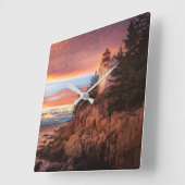 Lighthouses | Acadia National Park Maine Quadratische Wanduhr (Winkel)
