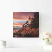 Lighthouses | Acadia National Park Maine Quadratische Wanduhr (Zuhause)