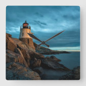 Lighthouses | Castle Hill Lighthouse Quadratische Wanduhr (Vorderseite)