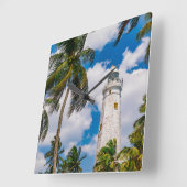 Lighthouses | Dewundara Matara Sri Lanka Quadratische Wanduhr (Winkel)