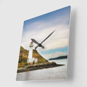 Lighthouses | Georges Island Lighthouse Quadratische Wanduhr (Winkel)