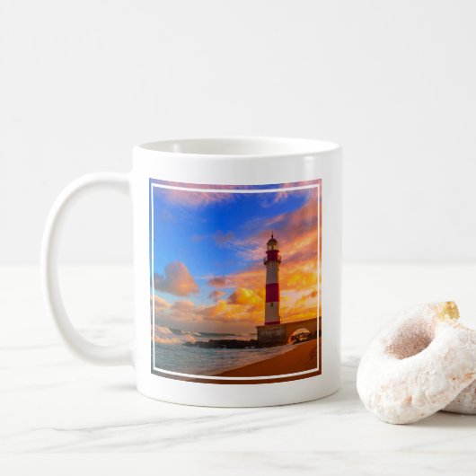 Lighthouses | Itapuã Brazil Lighthouse Kaffeetasse (Mit Donut)