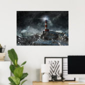 Lighthouses | Lighthouse in the Storm Poster (Heimbüro)