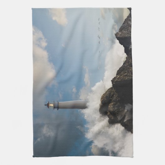 Lighthouses | Lighthouse With Crashing Waves Geschirrtuch (Vertikal)