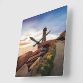 Lighthouses | Mean Ruz Lighthouse Quadratische Wanduhr (Winkel)