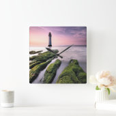 Lighthouses | New Brighton Lighthouse, UK Quadratische Wanduhr (Zuhause)