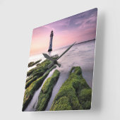 Lighthouses | New Brighton Lighthouse, UK Quadratische Wanduhr (Winkel)