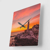 Lighthouses | Portland Head Cape Elizabeth Maine Quadratische Wanduhr (Winkel)
