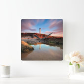 Lighthouses | Sea-Light Lossiemouth Scotland Quadratische Wanduhr (Zuhause)