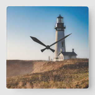 Lighthouses   Yaquina Head Lighthouse Oregon Quadratische Wanduhr