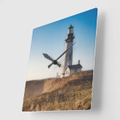 Lighthouses | Yaquina Head Lighthouse Oregon Quadratische Wanduhr (Winkel)
