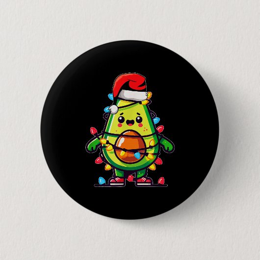 Lighting Avocado Ugly Christmas Sweater Guacamole Button (Vorderseite)