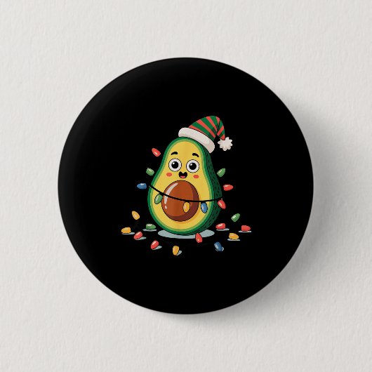 Lighting Avocado Ugly Christmas Sweater Guacamole Button (Vorderseite)