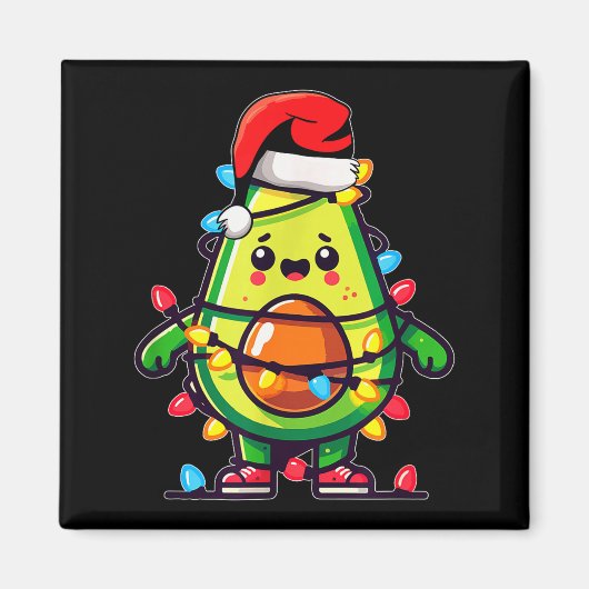 Lighting Avocado Ugly Christmas Sweater Guacamole Magnet (Vorne)