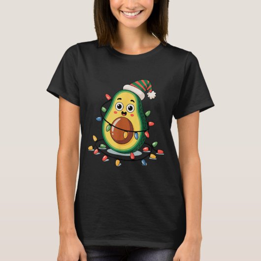 Lighting Avocado Ugly Christmas Sweater Guacamole  T-Shirt (Vorderseite)