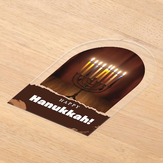 Lighting Candles Happy Hanukkah Akryllische Einlad Acryleinladungen (Ablage )