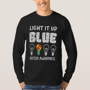 Lighting It Up Blue Autismus Awareness Puzzle T-Shirt