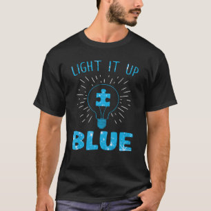 Lighting It Up Blue Autismus Awareness Puzzle T-Shirt