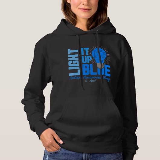 Lighting It Up Blue Autismus Awareness Shirt, Auti Hoodie (Vorderseite)