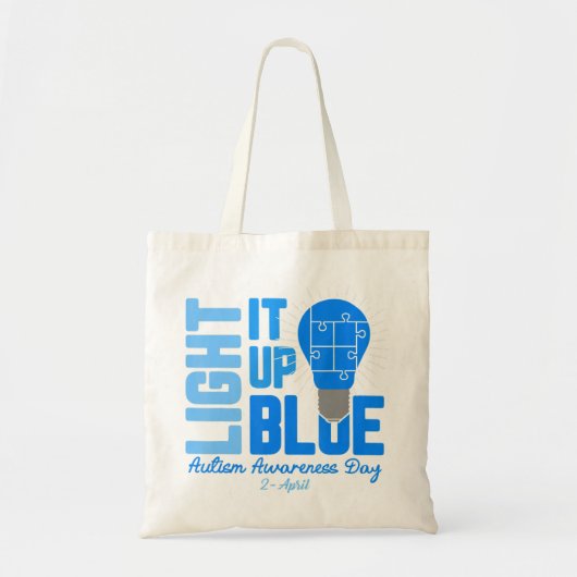 Lighting It Up Blue Autismus Awareness Shirt, Auti Tragetasche (Vorne)