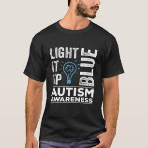 Lighting It Up Blue Autismus Awareness Shirts Männ