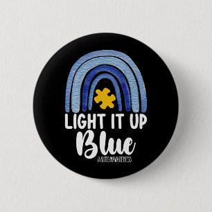 Lighting It Up Blue Rainbow Autismus Awareness Fam Button