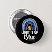 Lighting It Up Blue Rainbow Autismus Awareness Fam Button (Vorne & Hinten)
