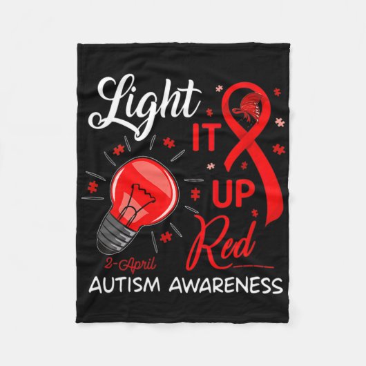 Lighting It Up Red Autismus Awareness Ribbon Puzzl Fleecedecke (Vorderseite)