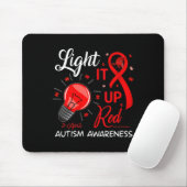 Lighting It Up Red Autismus Awareness Ribbon Puzzl Mousepad (Mit Mouse)