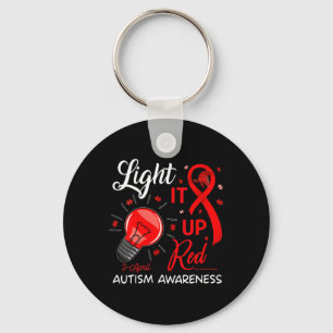 Lighting It Up Red Autismus Awareness Ribbon Puzzl Schlüsselanhänger