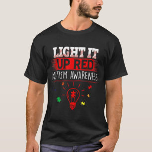 Lighting It Up Red Puzzle Piece Autismus Bewusstse T-Shirt