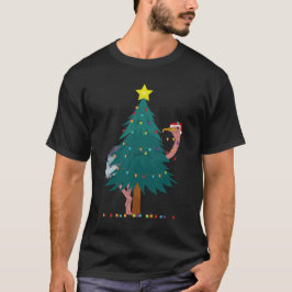 Lighting Ostrich funny Christmas T-Shirt