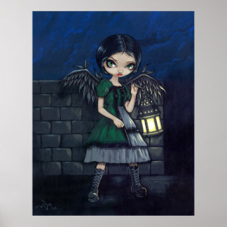 Lighting the Way gothic Fee Laterne Art Print Poster