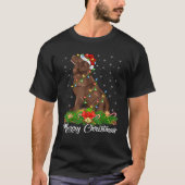Lighting Xmas Matching Santa Hat Newfoundland Dog T-Shirt (Vorderseite)