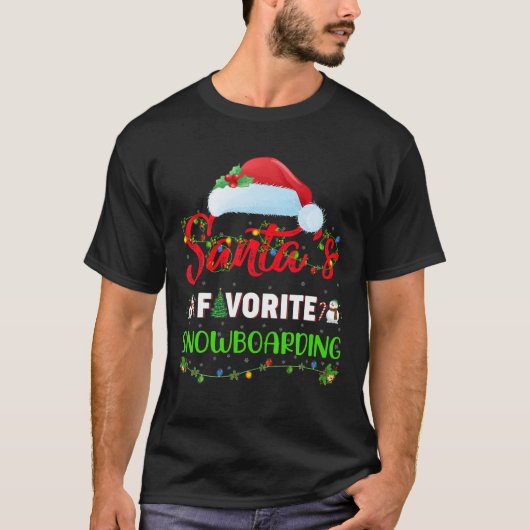 Lighting Xmas Santa's Favorite Snowboarding Christ T-Shirt (Vorderseite)